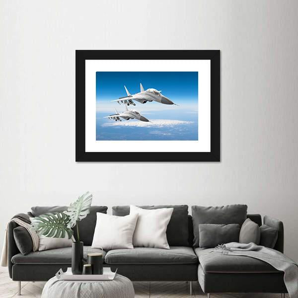Pair Of Military Fighters Jet Aircraft Canvas Wall Art-3 Horizontal-Gallery Wrap-25" x 16"-Tiaracle