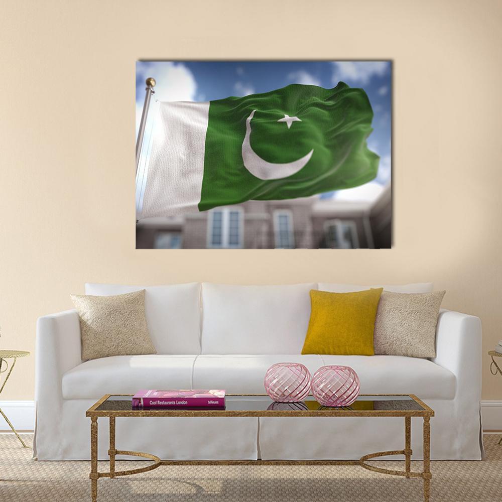 Pakistan Flag Canvas Wall Art-1 Piece-Gallery Wrap-36" x 24"-Tiaracle
