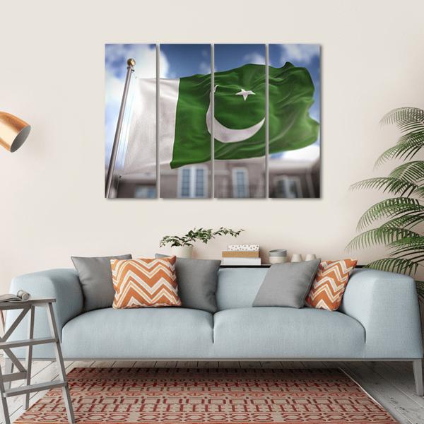 Pakistan Flag Canvas Wall Art-4 Horizontal-Gallery Wrap-34" x 24"-Tiaracle