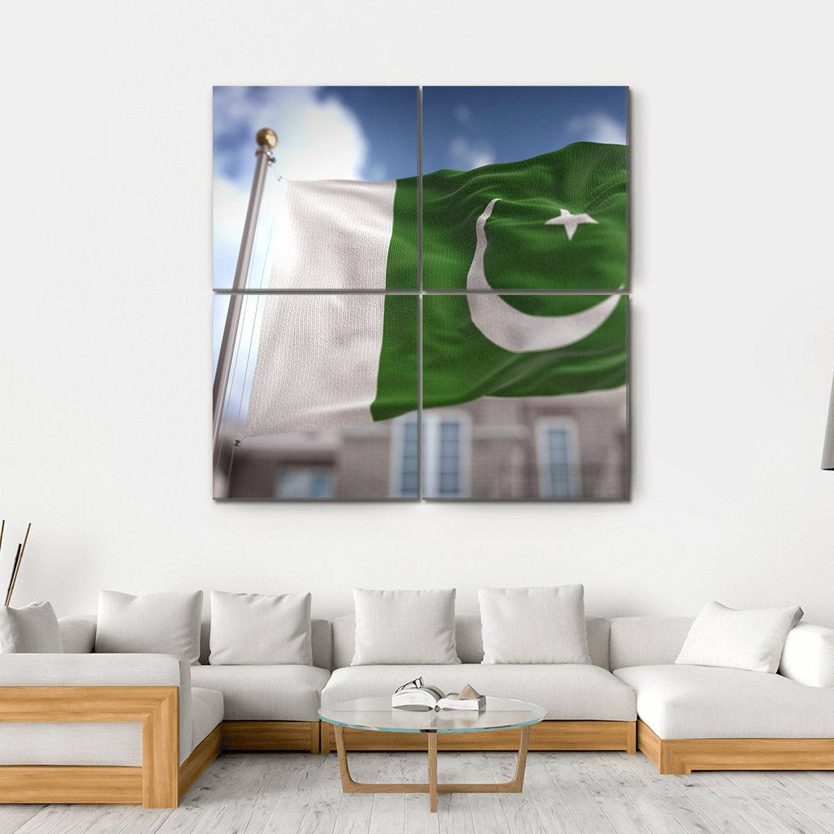Pakistan Flag Canvas Wall Art-4 Square-Gallery Wrap-17" x 17"-Tiaracle