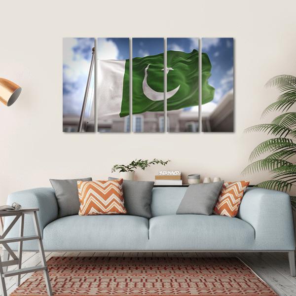 Pakistan Flag Canvas Wall Art-5 Horizontal-Gallery Wrap-22" x 12"-Tiaracle