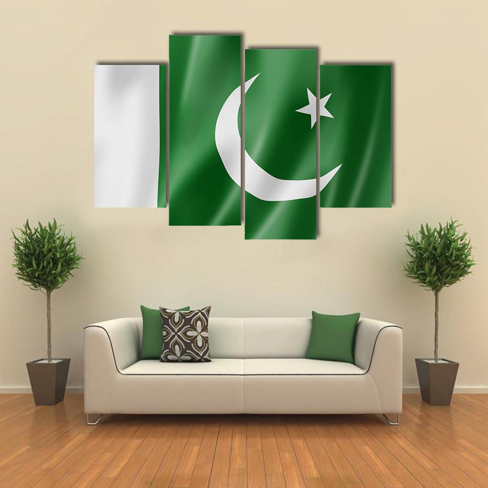 Pakistan Flag Canvas Wall Art-4 Pop-Gallery Wrap-50" x 32"-Tiaracle