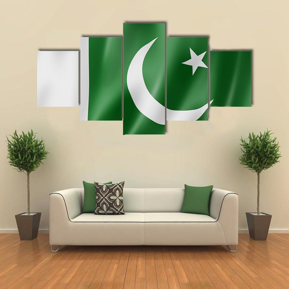 Pakistan Flag Canvas Wall Art-5 Pop-Gallery Wrap-47" x 32"-Tiaracle