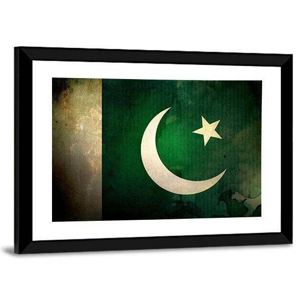Pakistan Flag On Grunge Texture Canvas Wall Art-3 Horizontal-Gallery Wrap-25" x 16"-Tiaracle