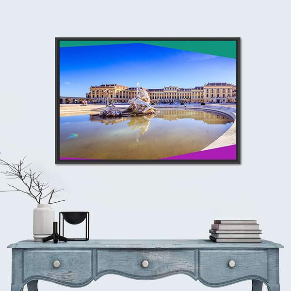 Palace Garden Of Schonbrunn Canvas Wall Art-1 Piece-Floating Frame-24" x 16"-Tiaracle