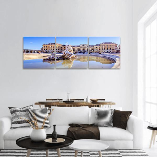 Palace Garden Of Schonbrunn In Vienna Panoramic Canvas Wall Art-3 Piece-25" x 08"-Tiaracle