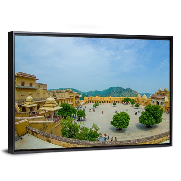Palace In Amber Fort Canvas Wall Art-3 Horizontal-Gallery Wrap-25" x 16"-Tiaracle