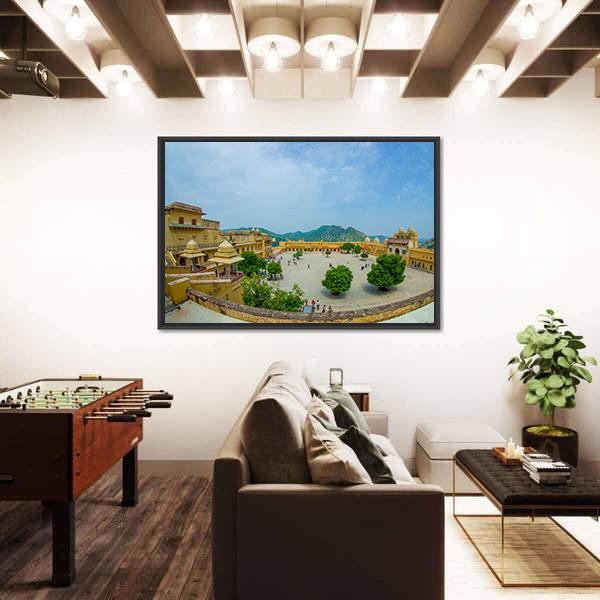 Palace In Amber Fort Canvas Wall Art-3 Horizontal-Gallery Wrap-25" x 16"-Tiaracle
