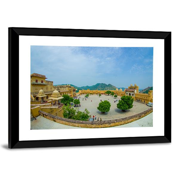 Palace In Amber Fort Canvas Wall Art-3 Horizontal-Gallery Wrap-25" x 16"-Tiaracle