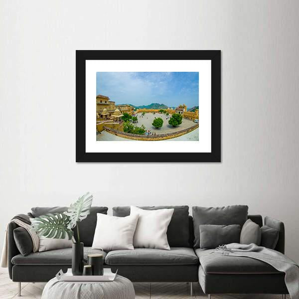 Palace In Amber Fort Canvas Wall Art-3 Horizontal-Gallery Wrap-25" x 16"-Tiaracle