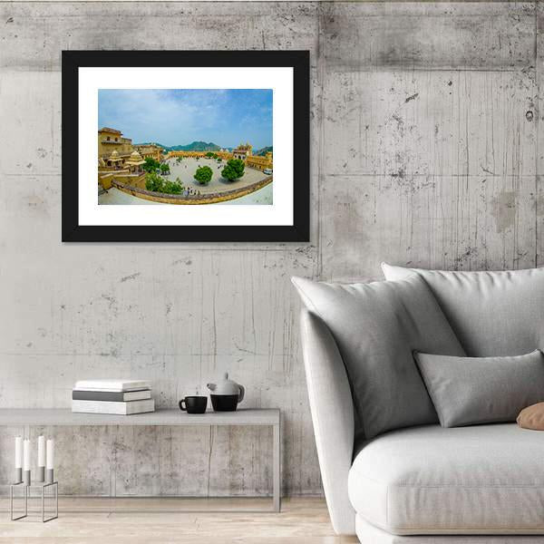 Palace In Amber Fort Canvas Wall Art-3 Horizontal-Gallery Wrap-25" x 16"-Tiaracle