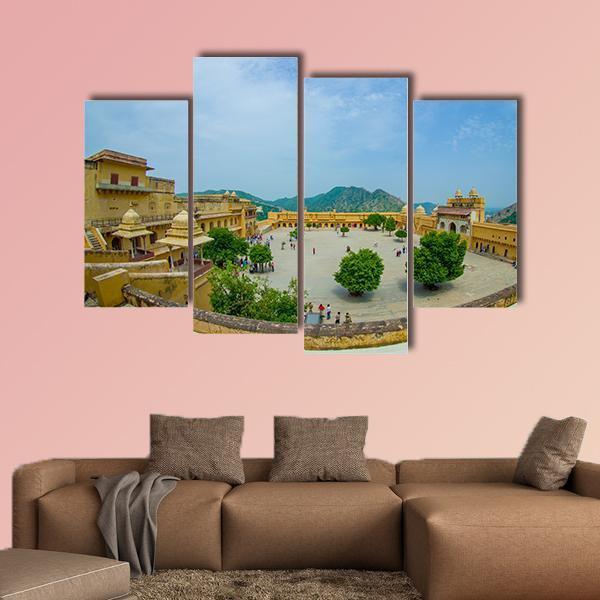 Palace In Amber Fort Canvas Wall Art-4 Pop-Gallery Wrap-50" x 32"-Tiaracle