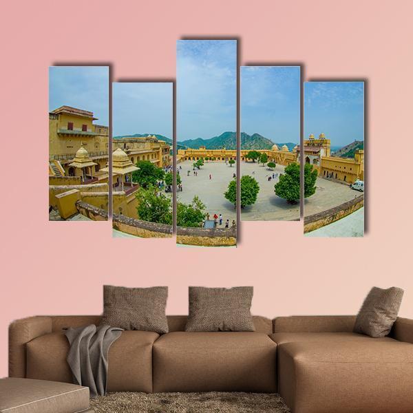 Palace In Amber Fort Canvas Wall Art-5 Pop-Gallery Wrap-47" x 32"-Tiaracle