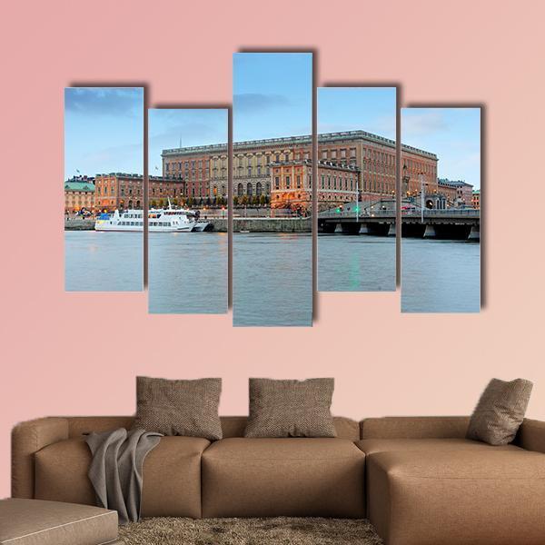 Palace In Stockholm Canvas Wall Art-5 Pop-Gallery Wrap-47" x 32"-Tiaracle