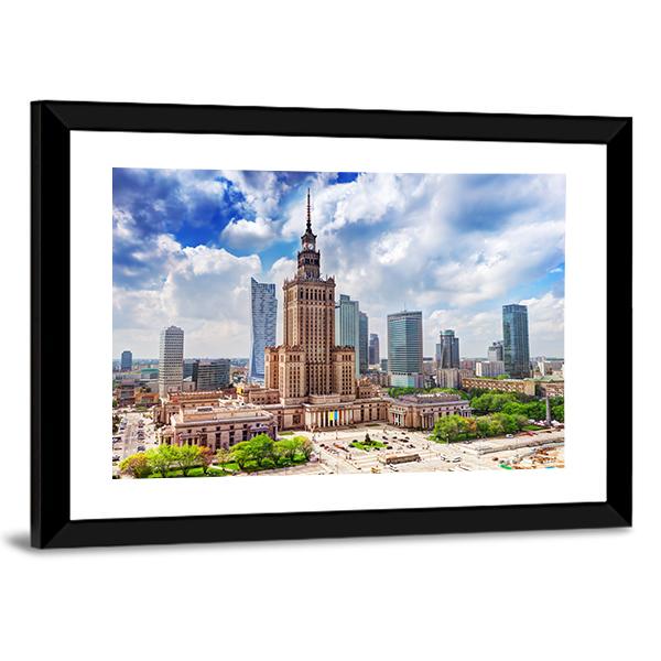 Palace Of Culture And Science Canvas Wall Art-3 Horizontal-Gallery Wrap-25" x 16"-Tiaracle