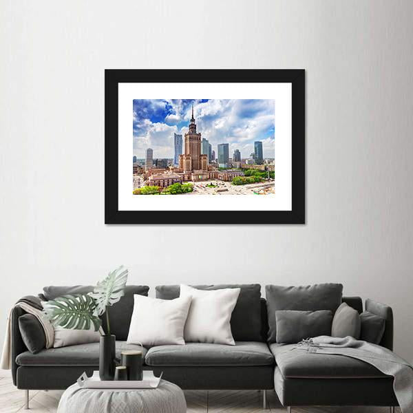 Palace Of Culture And Science Canvas Wall Art-3 Horizontal-Gallery Wrap-25" x 16"-Tiaracle