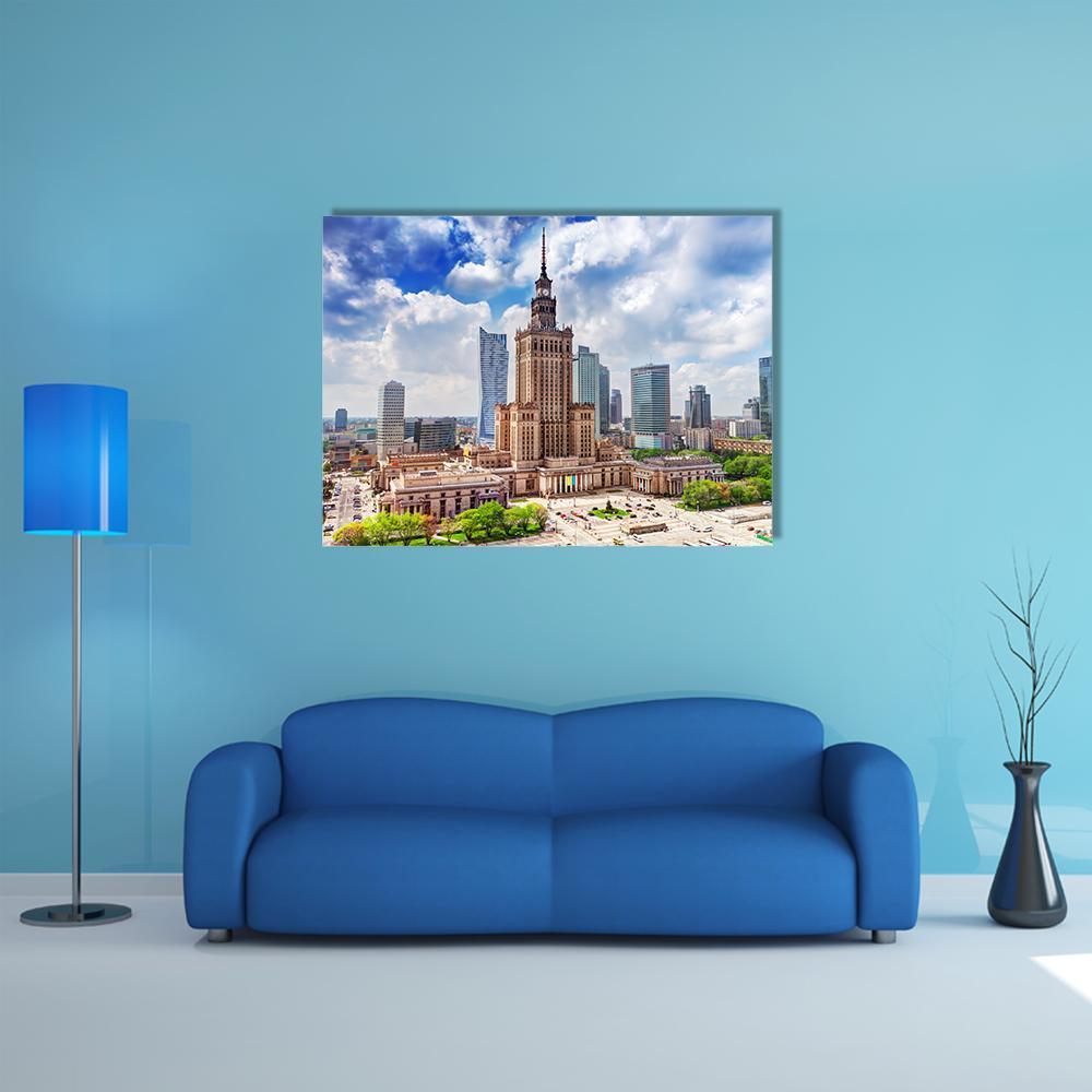 Palace Of Culture And Science Canvas Wall Art-5 Horizontal-Gallery Wrap-22" x 12"-Tiaracle