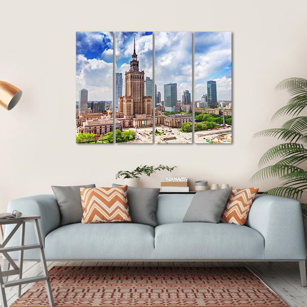 Palace Of Culture And Science Canvas Wall Art-4 Horizontal-Gallery Wrap-34" x 24"-Tiaracle