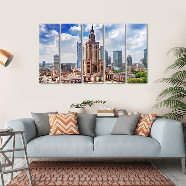 Palace Of Culture And Science Canvas Wall Art-5 Horizontal-Gallery Wrap-22" x 12"-Tiaracle