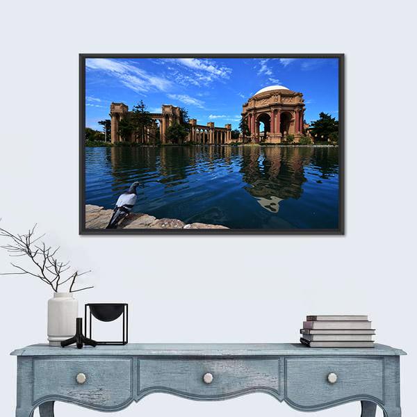 Palace Of Fine Art In Clear Blue Sky Canvas Wall Art-1 Piece-Floating Frame-24" x 16"-Tiaracle