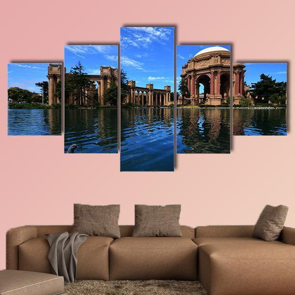 Palace Of Fine Art In Clear Blue Sky Canvas Wall Art-5 Star-Gallery Wrap-62" x 32"-Tiaracle