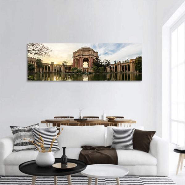Palace Of Fine Arts In San Francisco Panoramic Canvas Wall Art-3 Piece-25" x 08"-Tiaracle
