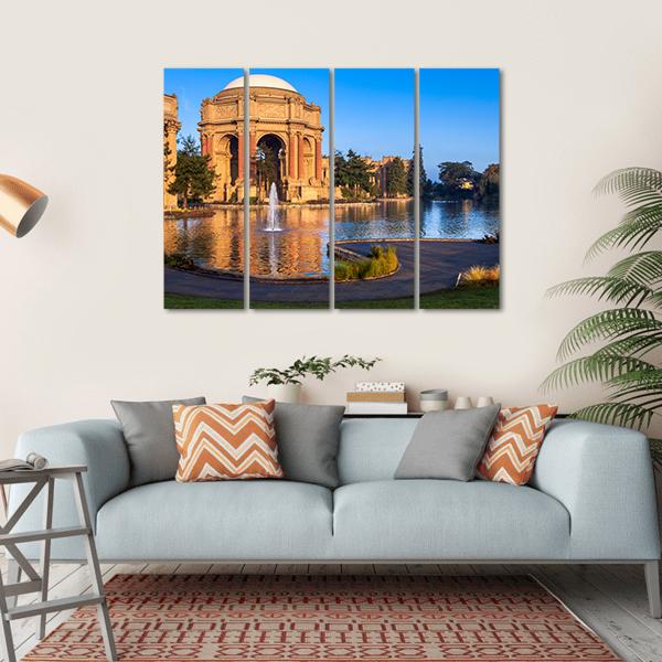 Palace Of Fine Arts With Lagoon And Fountain Canvas Wall Art-4 Horizontal-Gallery Wrap-34" x 24"-Tiaracle
