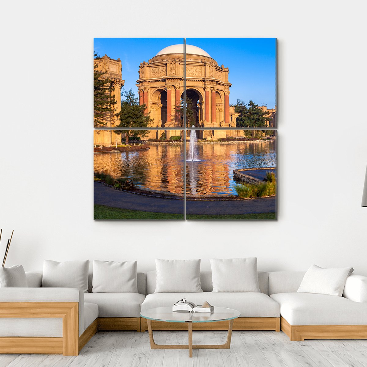Palace Of Fine Arts With Lagoon And Fountain Canvas Wall Art-4 Square-Gallery Wrap-17" x 17"-Tiaracle