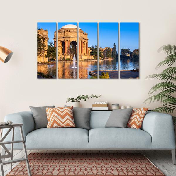 Palace Of Fine Arts With Lagoon And Fountain Canvas Wall Art-5 Horizontal-Gallery Wrap-22" x 12"-Tiaracle