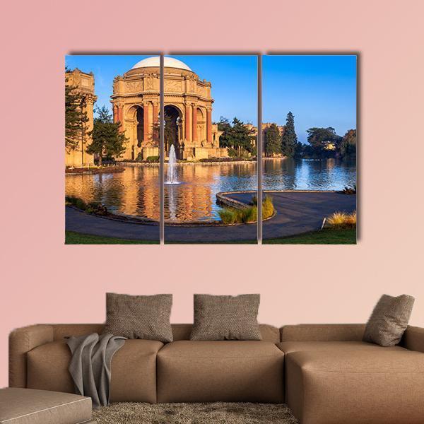 Palace Of Fine Arts With Lagoon And Fountain Canvas Wall Art-3 Horizontal-Gallery Wrap-25" x 16"-Tiaracle