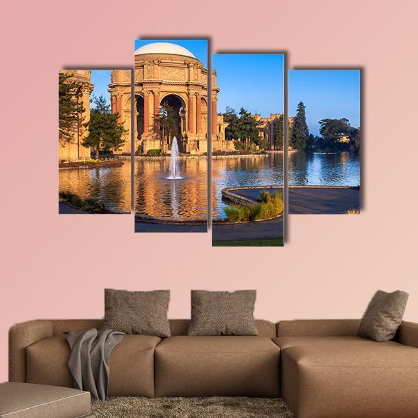 Palace Of Fine Arts With Lagoon And Fountain Canvas Wall Art-4 Pop-Gallery Wrap-50" x 32"-Tiaracle