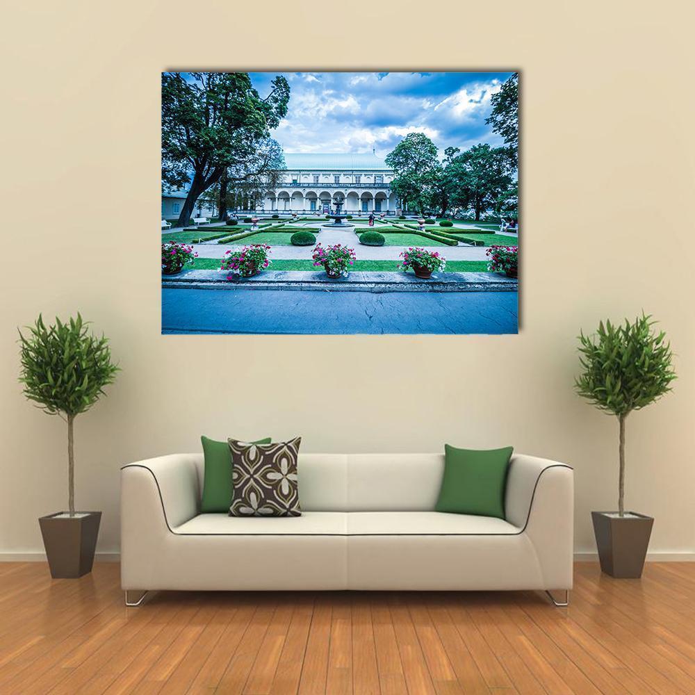 Palace Of Queen Anne At Summer In Prague Canvas Wall Art-4 Horizontal-Gallery Wrap-34" x 24"-Tiaracle