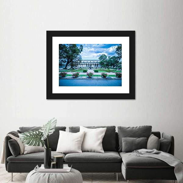 Palace Of Queen Anne At Summer In Prague Canvas Wall Art-1 Piece-Framed Print-20" x 16"-Tiaracle