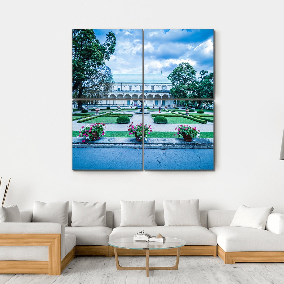 Palace Of Queen Anne At Summer In Prague Canvas Wall Art-4 Square-Gallery Wrap-17" x 17"-Tiaracle