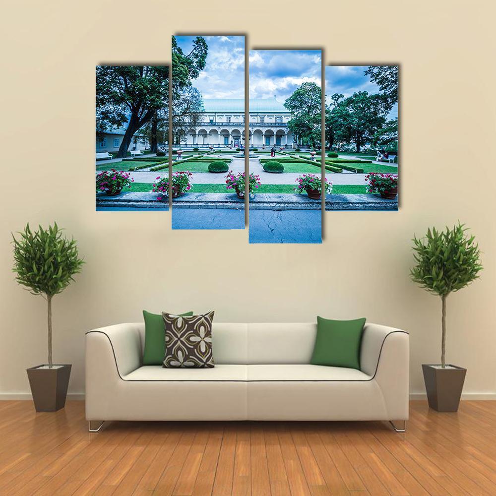 Palace Of Queen Anne At Summer In Prague Canvas Wall Art-4 Pop-Gallery Wrap-50" x 32"-Tiaracle