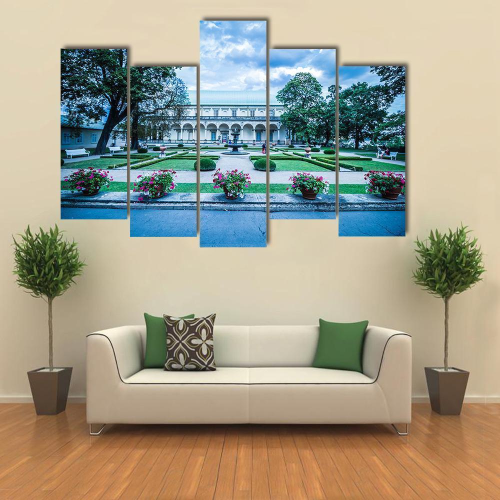 Palace Of Queen Anne At Summer In Prague Canvas Wall Art-5 Pop-Gallery Wrap-47" x 32"-Tiaracle