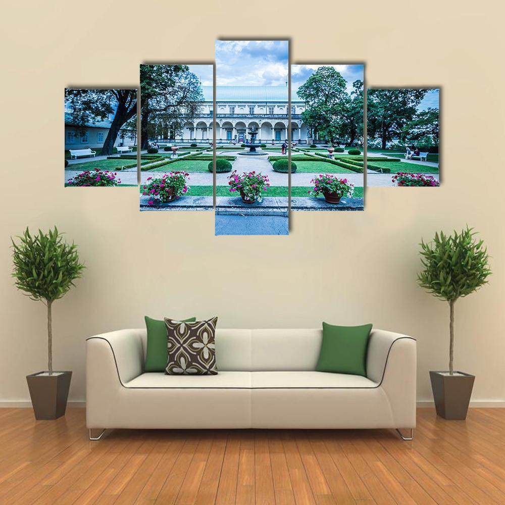 Palace Of Queen Anne At Summer In Prague Canvas Wall Art-5 Star-Gallery Wrap-62" x 32"-Tiaracle