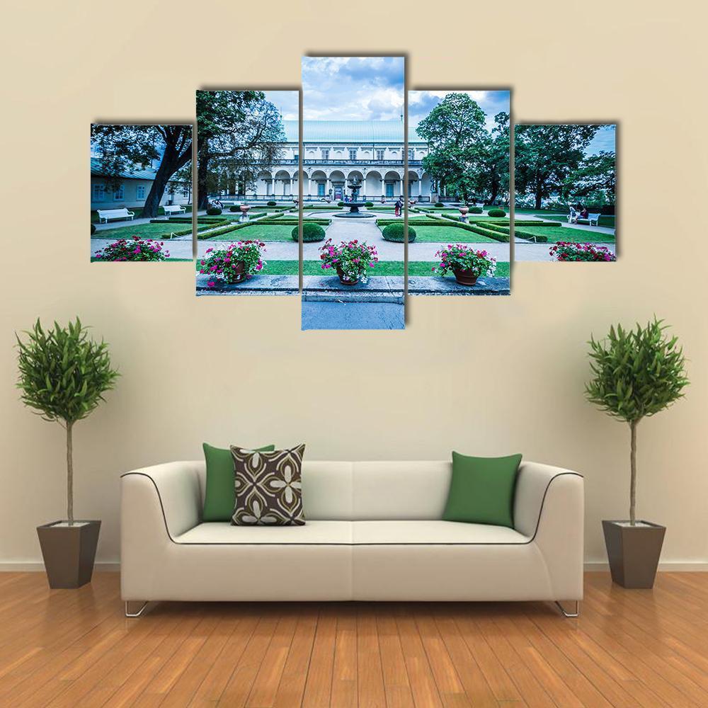 Palace Of Queen Anne At Summer In Prague Canvas Wall Art-5 Pop-Gallery Wrap-47" x 32"-Tiaracle