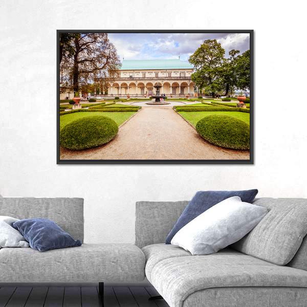 Palace Of Queen Anne Czechia Canvas Wall Art-1 Piece-Floating Frame-24" x 16"-Tiaracle