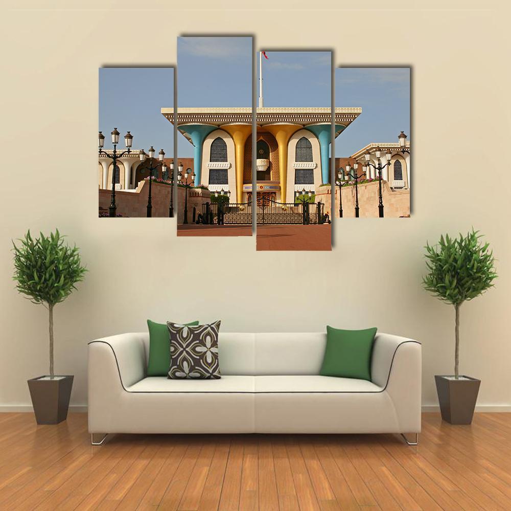 Palace Of Sultan Al Qaboos in Muscat Canvas Wall Art-4 Pop-Gallery Wrap-50" x 32"-Tiaracle