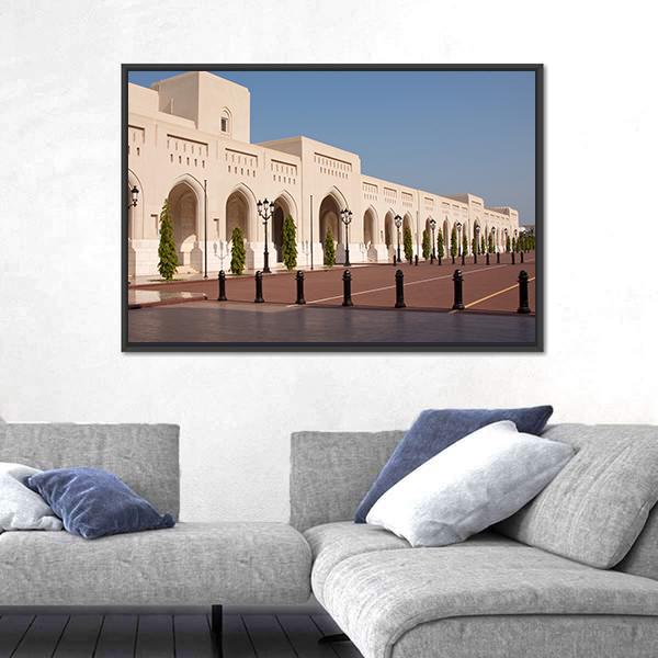 Palace Of Sultan Qaboosh In Muscat Canvas Wall Art-3 Horizontal-Gallery Wrap-25" x 16"-Tiaracle