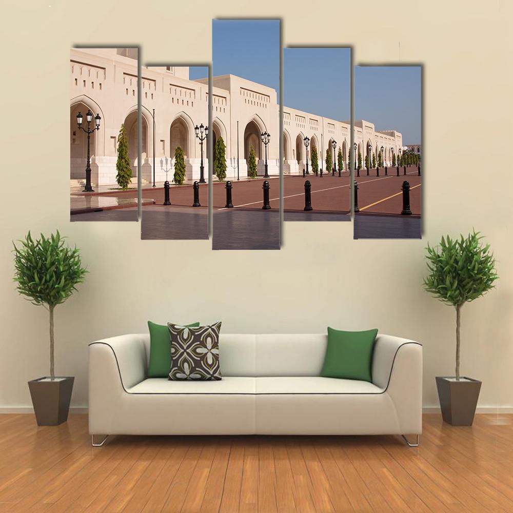 Palace Of Sultan Qaboosh In Muscat Canvas Wall Art-5 Pop-Gallery Wrap-47" x 32"-Tiaracle