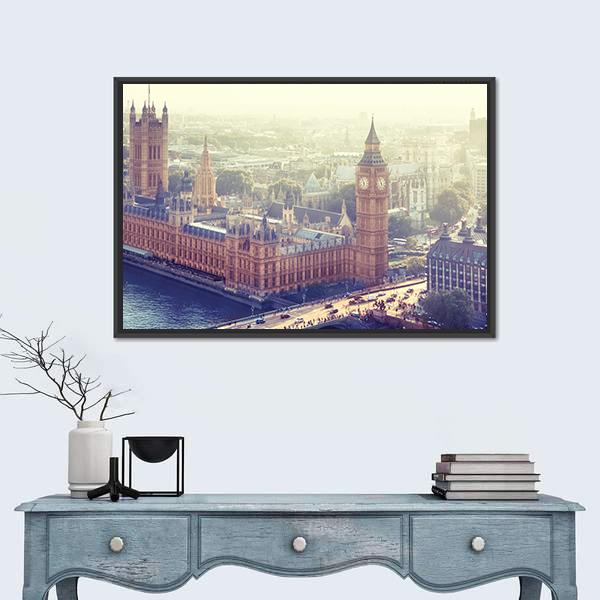 Palace Of Westminster Canvas Wall Art-3 Horizontal-Gallery Wrap-25" x 16"-Tiaracle