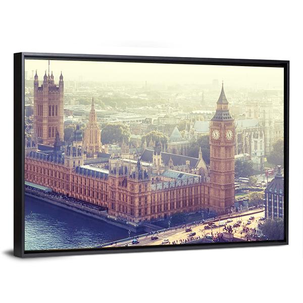 Palace Of Westminster Canvas Wall Art-3 Horizontal-Gallery Wrap-25" x 16"-Tiaracle
