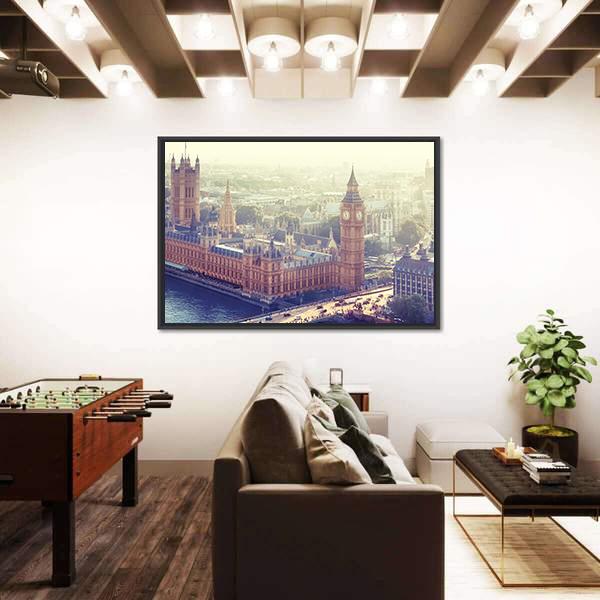 Palace Of Westminster Canvas Wall Art-3 Horizontal-Gallery Wrap-25" x 16"-Tiaracle
