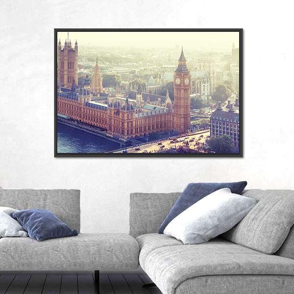Palace Of Westminster Canvas Wall Art-1 Piece-Floating Frame-24" x 16"-Tiaracle