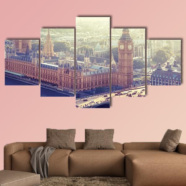 Palace Of Westminster Canvas Wall Art-5 Star-Gallery Wrap-62" x 32"-Tiaracle