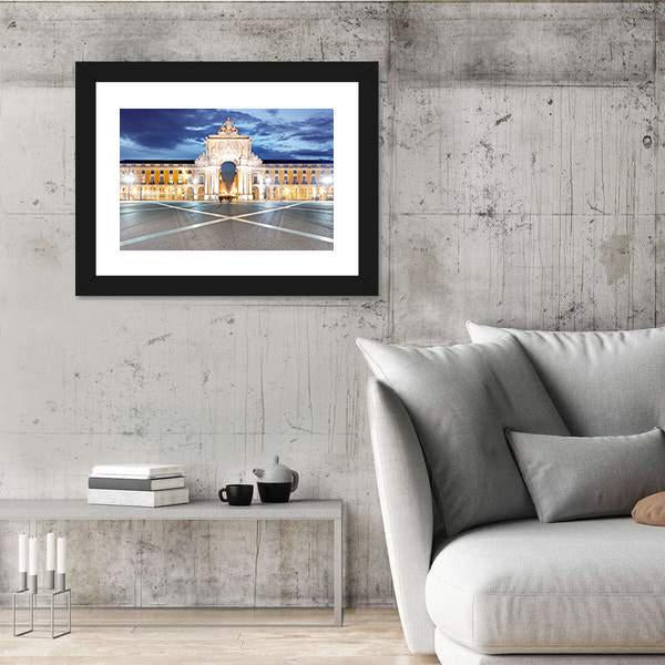 Praca do Comercio In Lisbon Panoramic Canvas Wall Art-1 Piece-36" x 12"-Tiaracle
