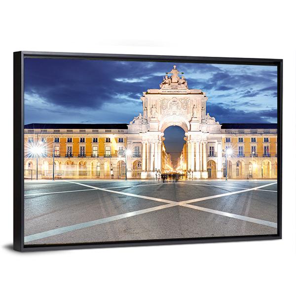 Praca do Comercio In Lisbon Panoramic Canvas Wall Art-1 Piece-36" x 12"-Tiaracle