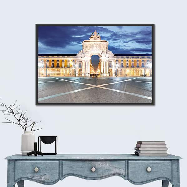 Praca do Comercio In Lisbon Panoramic Canvas Wall Art-1 Piece-36" x 12"-Tiaracle